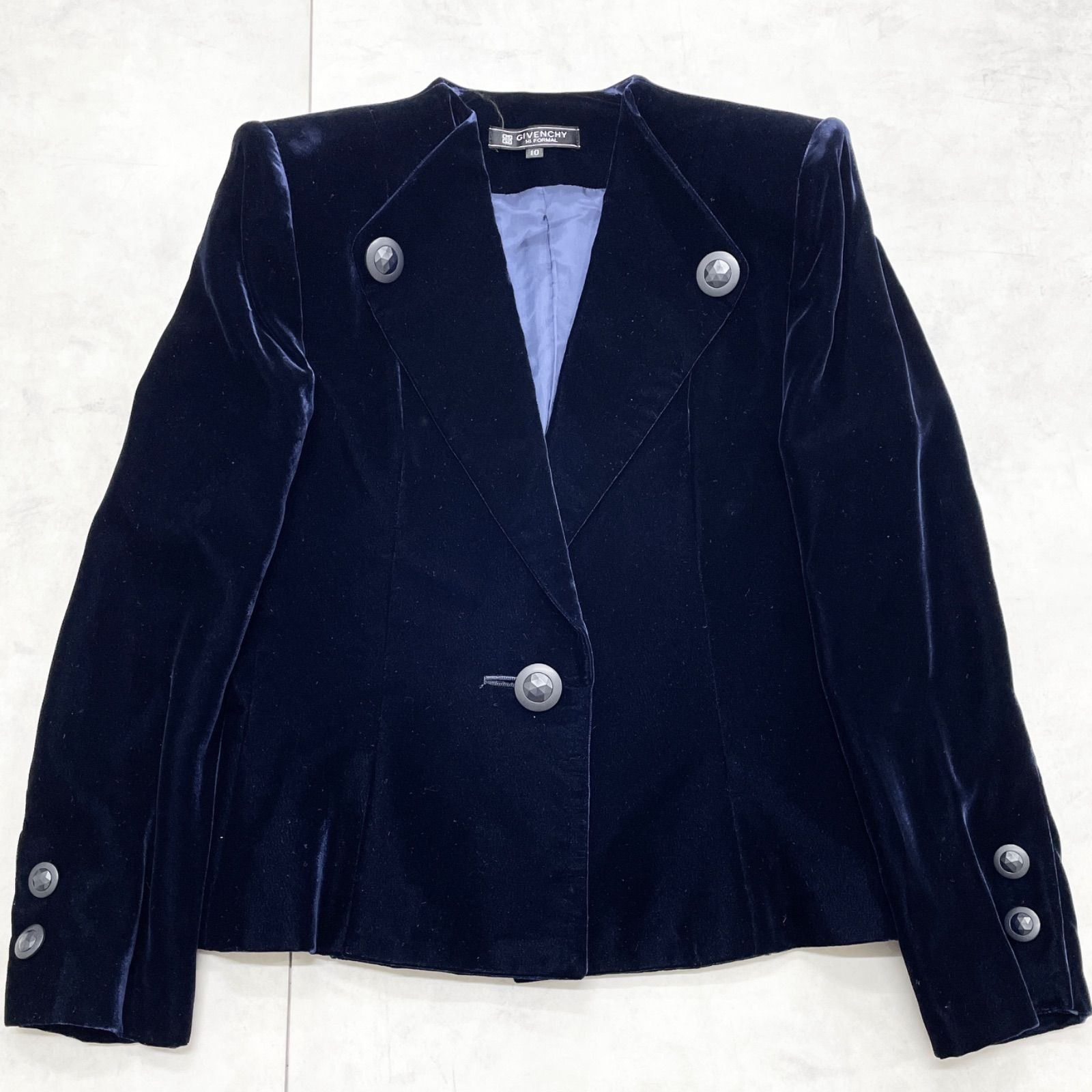GIVENCHY ジバンシー セットアップ ジャケット スカート ベルベット ベロア キュプラ ネイビー レディース 10