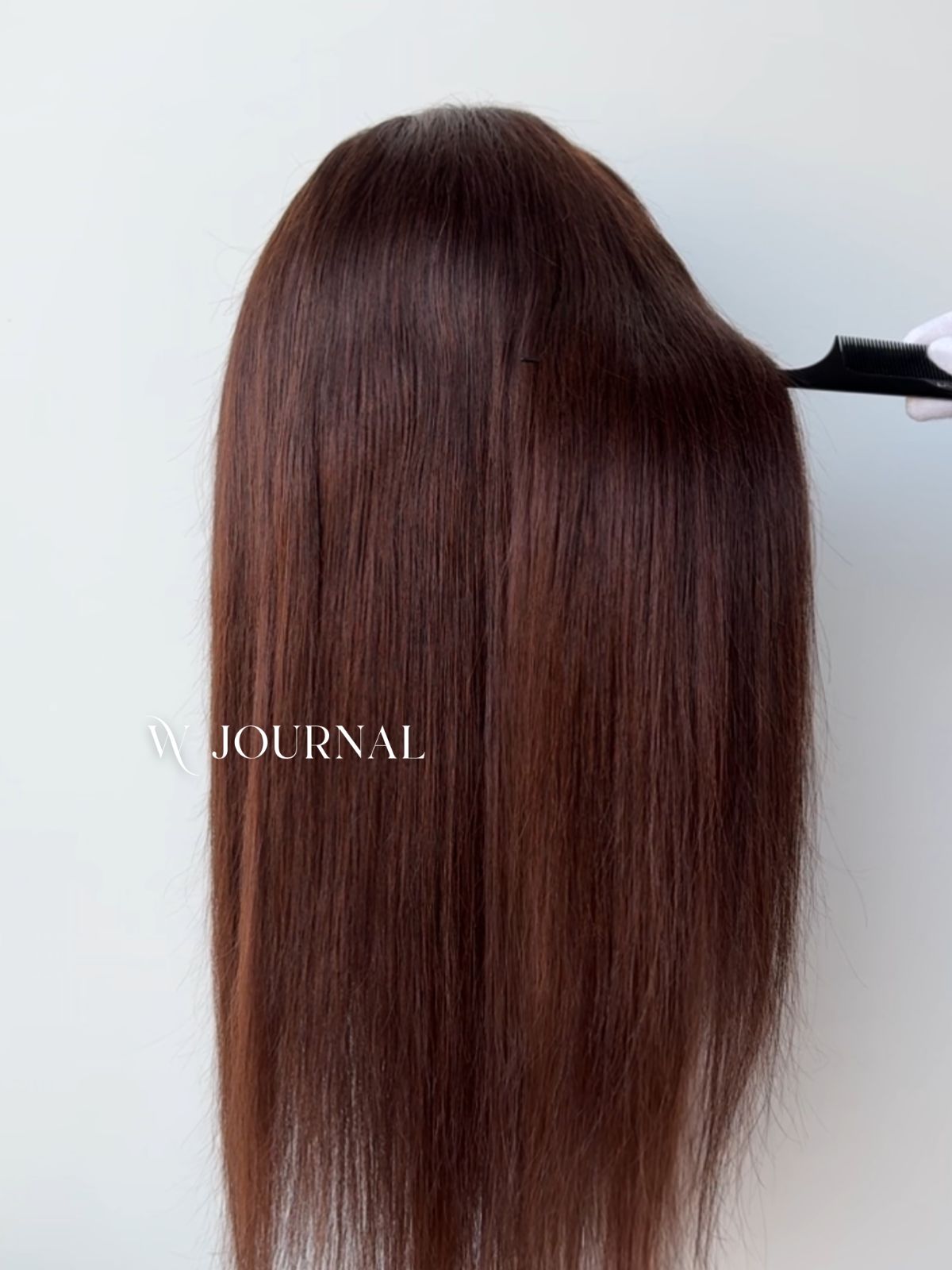 人毛 フルウィッグ｜マロンブラウン｜耳が出せる 自然なもみあげ｜ロング