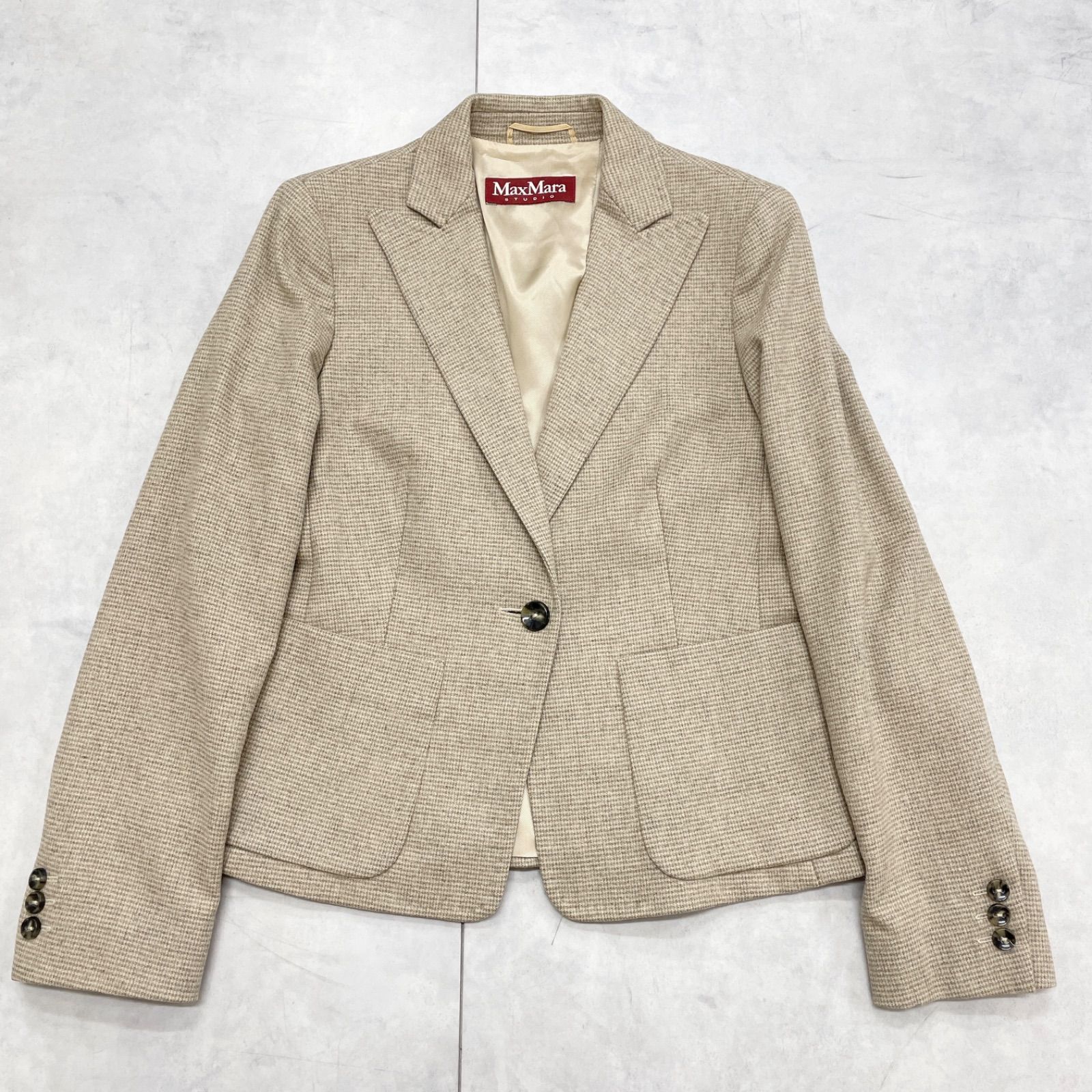 Max Mara STUDIO マックスマーラステュディオ セットアップ スーツ テーラードジャケット チェック ウール レディース 38