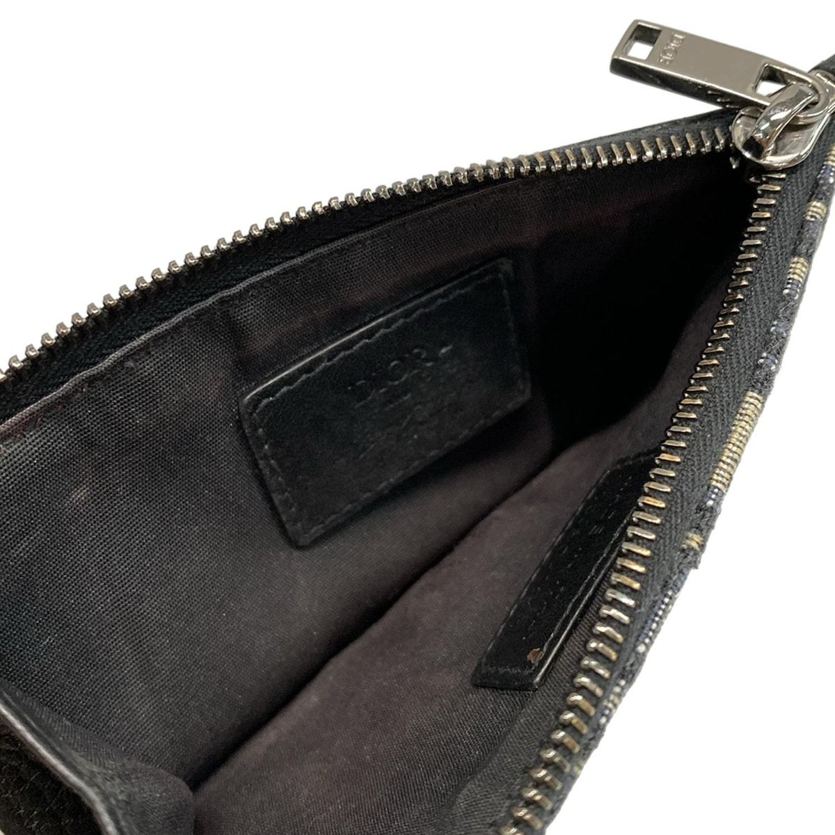  ディオール クリスチャンディオール コインケース ロゴグラム ベージュ×ネイビー×マルチ 刺繍 Kenny Scharf ケニーシャーフコラボ レザー その他 折り財布