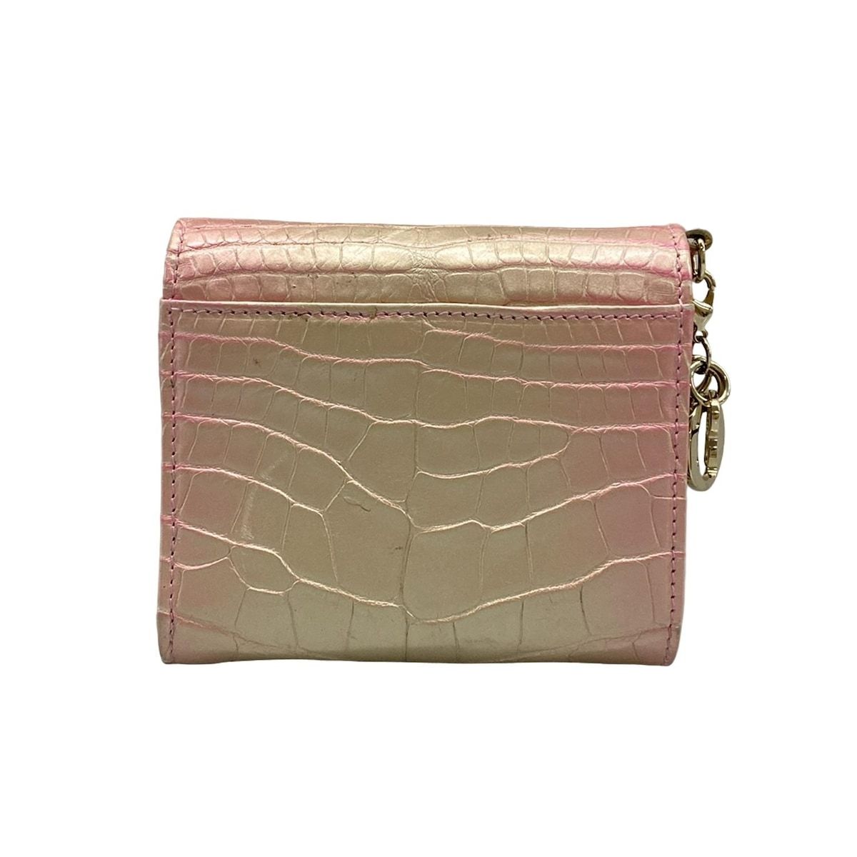 ディオール DIOR 財布 三つ折り ロータスウォレット ピンク エナメル