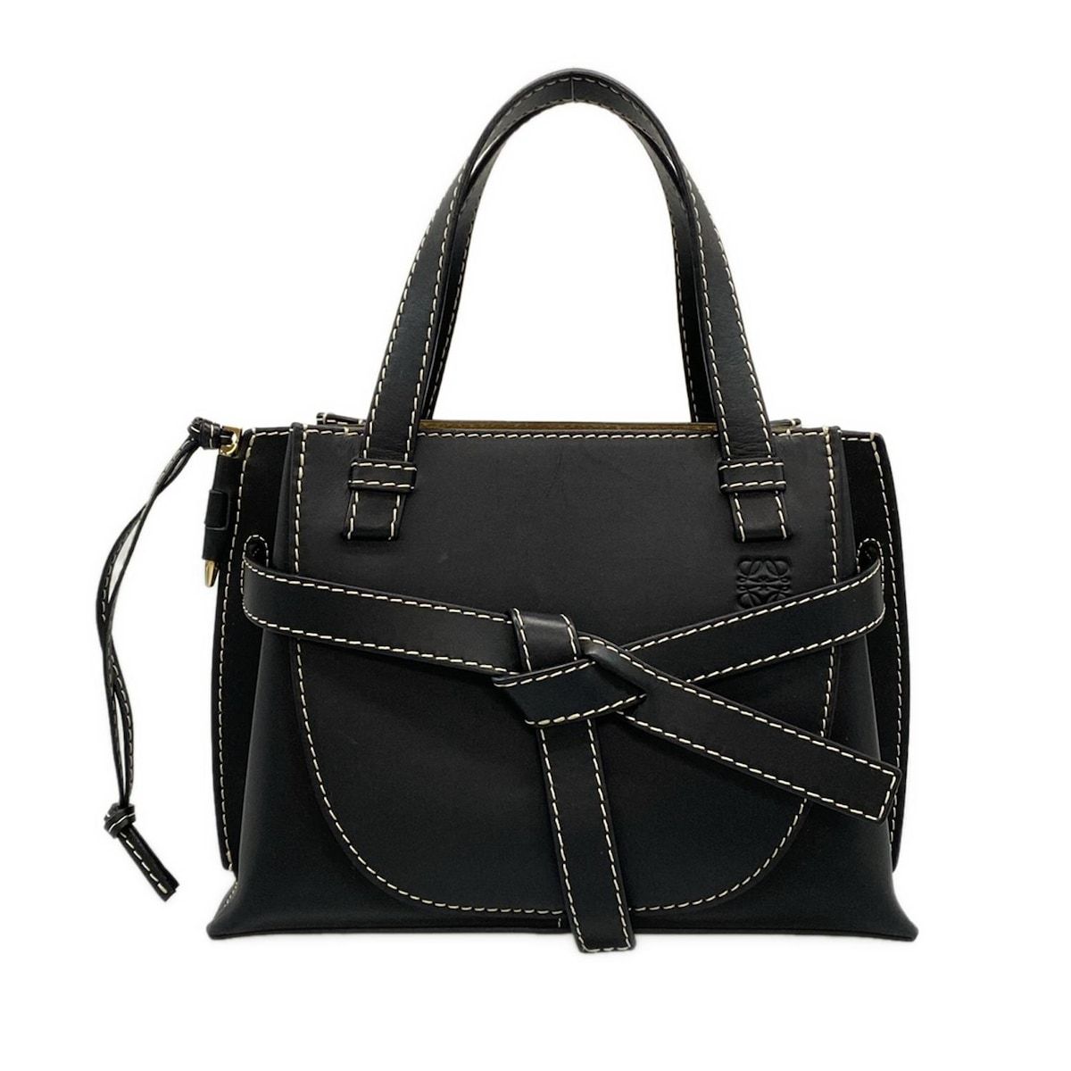 【週末限定SALE】LOEWEレザー ハンドバッグ ブラック LOEWE(ロエベ) ハンドバッグ ゲートトップハンドルバッグミニ 黒