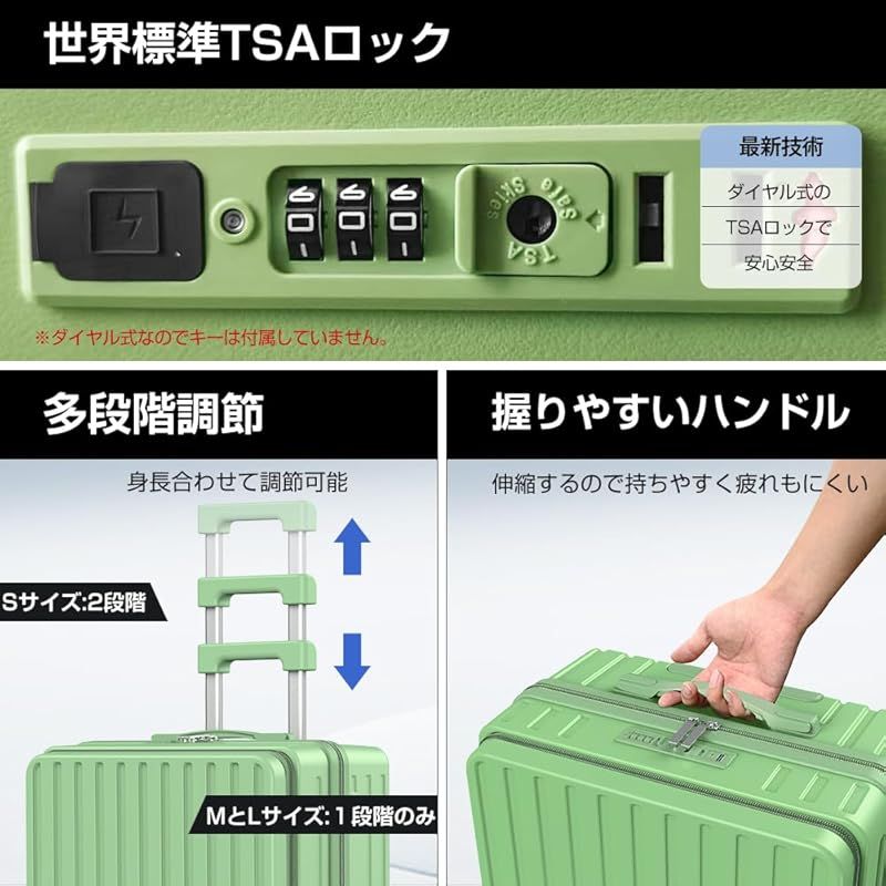 BARGOHOY] スーツケース フロントオープン 多機能 キャリーケース 軽量