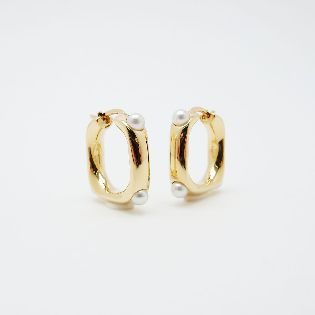 ミキモト　ベビーパール　18金　ピアス　新品同様 ミキモト ベビーパール フープ ピアス 3.2〜3.1mm K18YG 新品仕上げ S