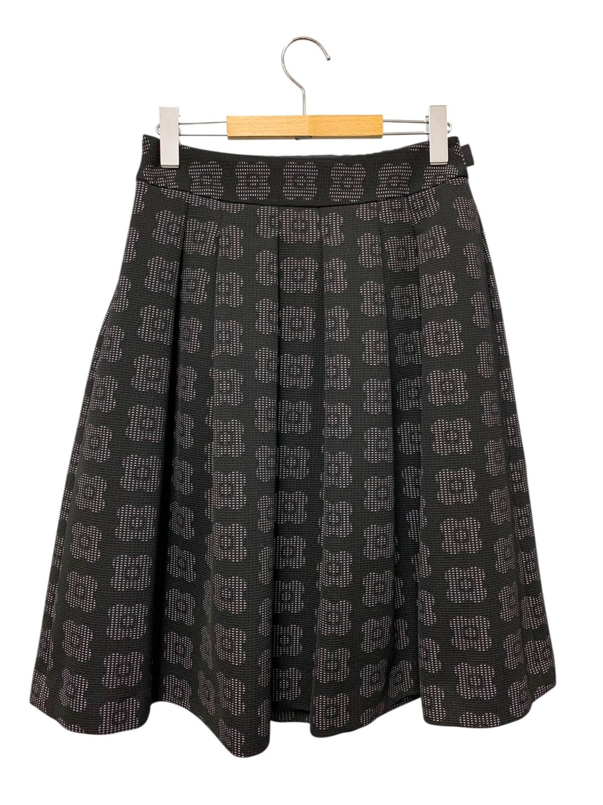 エムズグレイシー お花モチーフタックスカート 217608 38 ブラック ITY3QKC1EOJ6