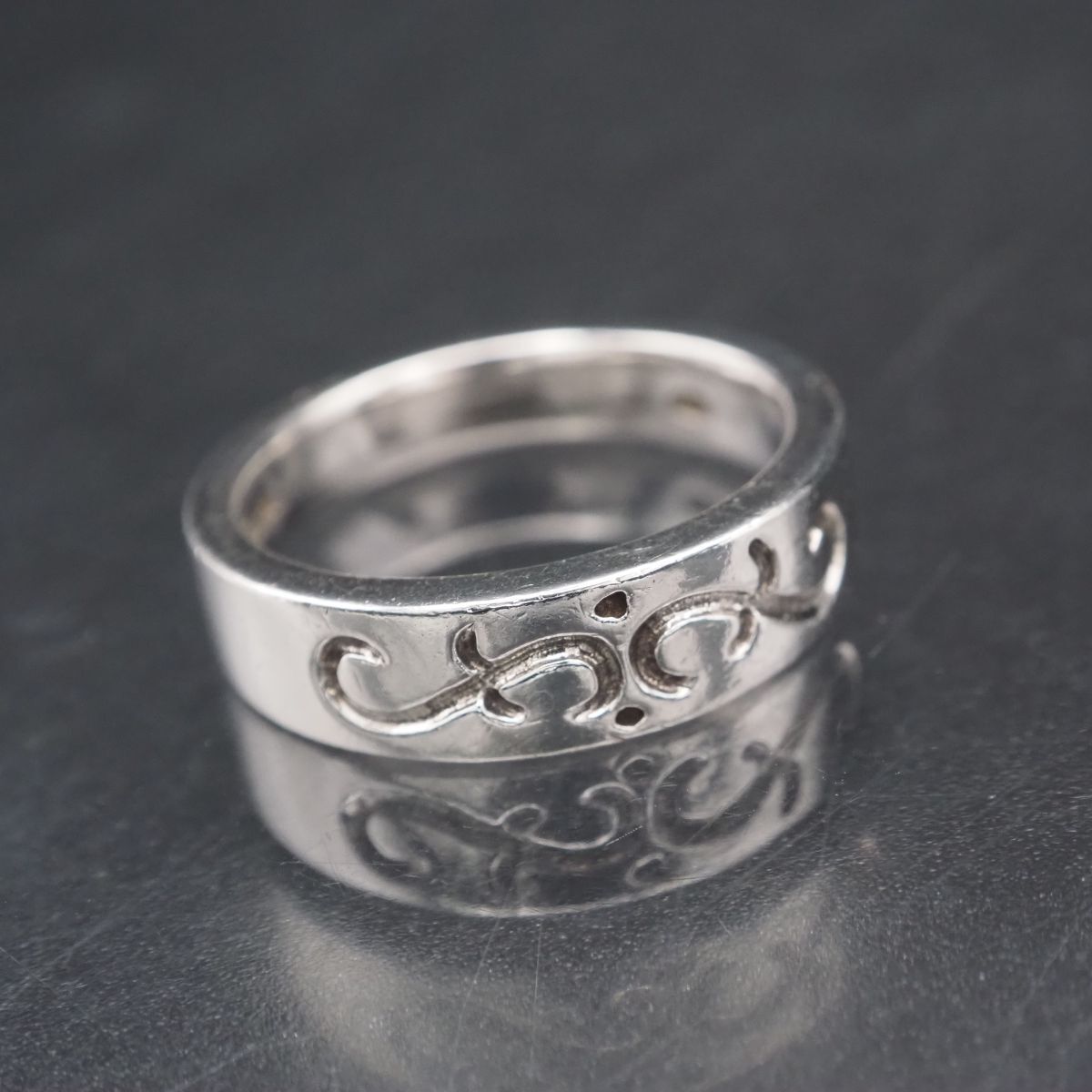 H734 ヴィンテージ SILVER刻印 リング 彫刻 デザイン シルバー 指輪 13