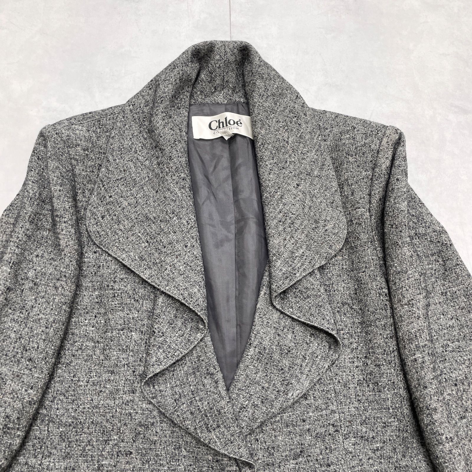 Chloe クロエ ジャケット フリル ツイード ウール シルク 日本製