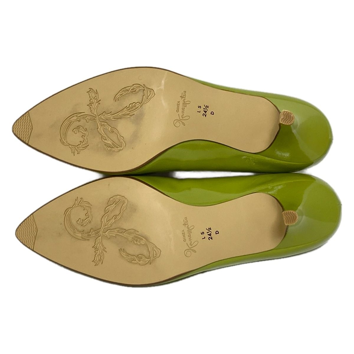  GINZA Kanematsu ギンザカネマツ パンプス 24 1 2 D レディース - イエローグリーン レザー ハイヒール パンプス パンプス