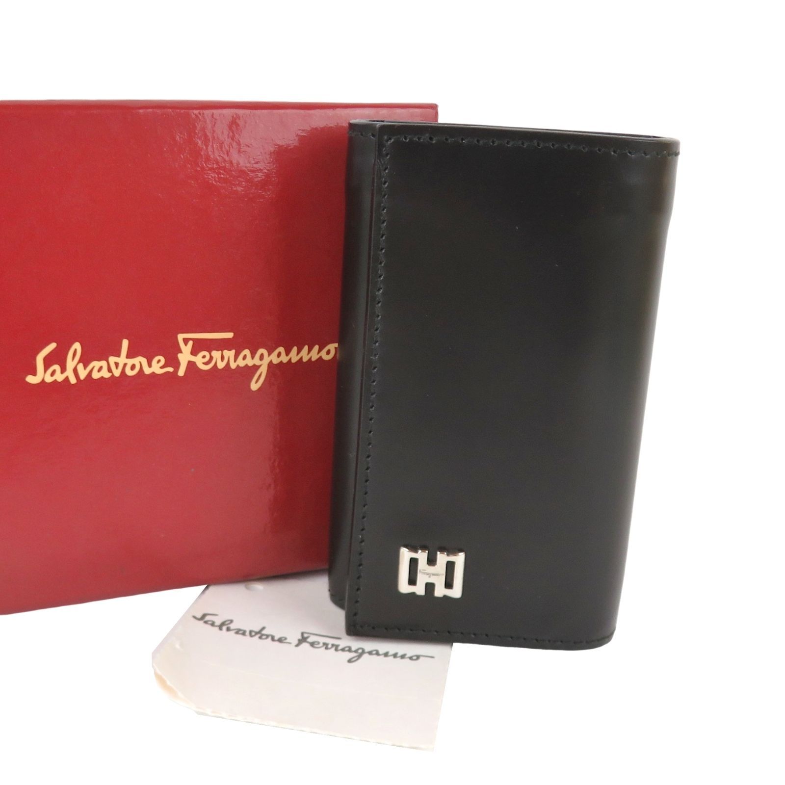 alvatore Ferragamo サルヴァトーレ フェラガモ 6連キーケース レザー ブラックイタリア製 外 き rk10281
