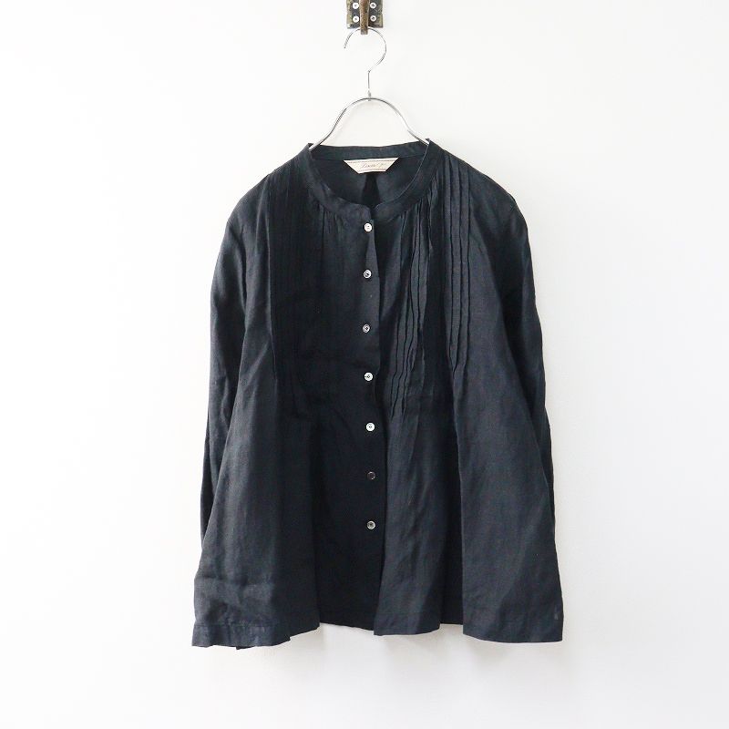 リゼッタ Lissete リネンピンタック バンドカラー長袖シャツ 36