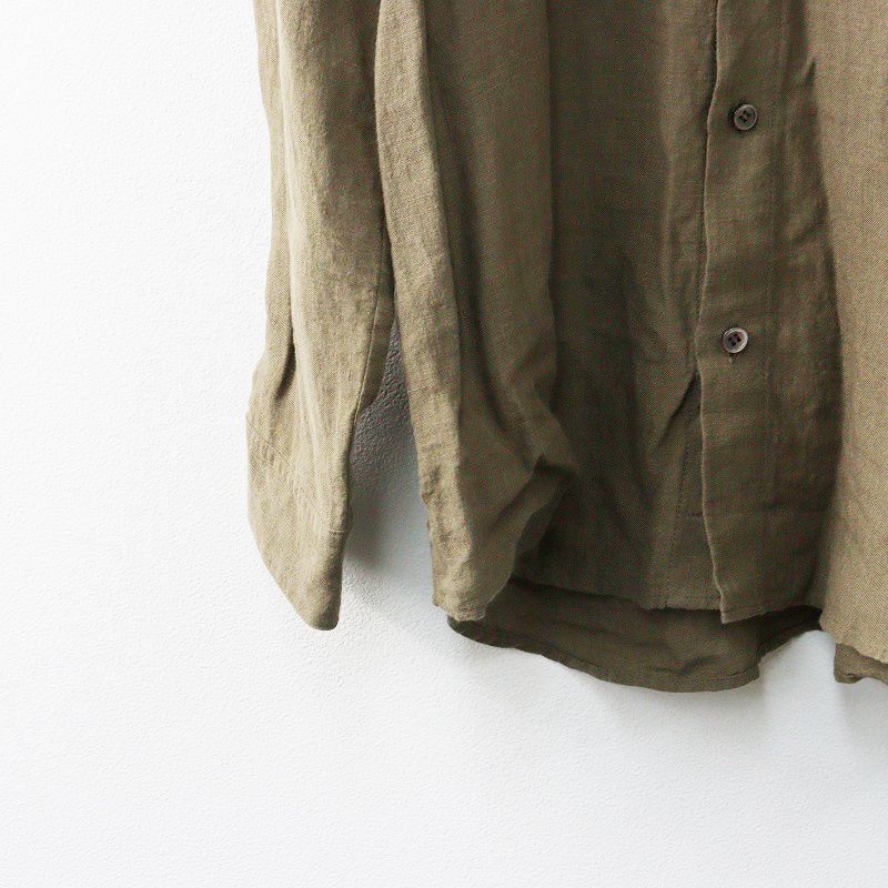 石見銀山 群言堂 グンゲンドウ 染色加工 リネンバンドカラー長袖シャツ