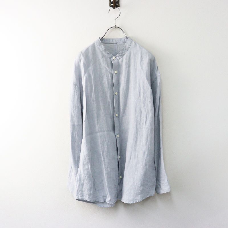 石見銀山 群言堂 グンゲンドウ 染色加工 リネンバンドカラー長袖シャツ