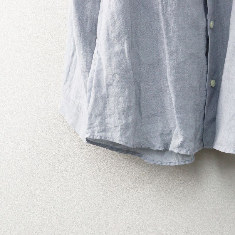 石見銀山 群言堂 グンゲンドウ 染色加工 リネンバンドカラー長袖シャツ