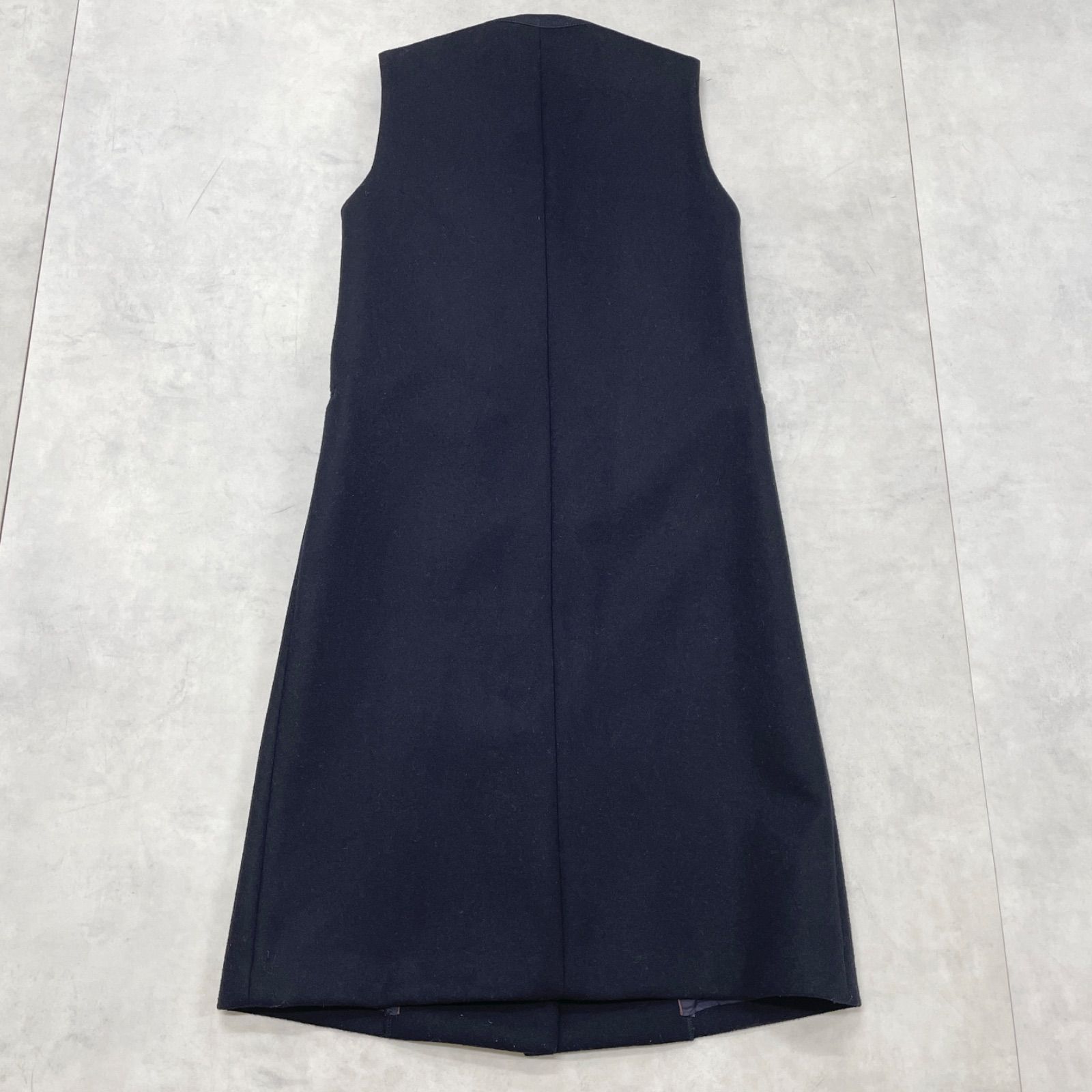 BACCA バッカ ロングジレ ベスト コート カシミヤ ウール ネイビー レディース 36