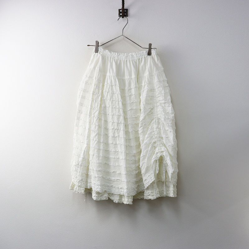ピンクハウス PINK HOUSE ピコフリルローンティアードスカート ホワイト たくし上げ フ ゴム 段々 2400014683653
