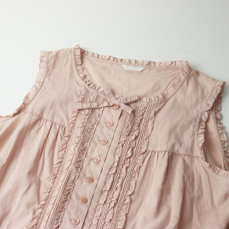 極美品 ピンクハウス PINK HOUSE ピコフリルローンノースリーブ
