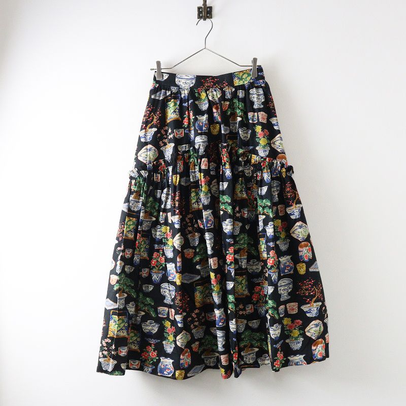 2025 SS アンドエルシー ＆ellecy ロイスクレヨン Lois CRAYON 和道具スカート M ブラック ボトムス ボリューム