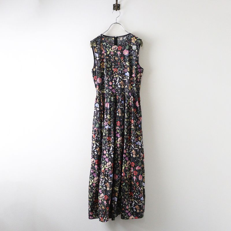 2025SS ロイスクレヨン フラワープリント ノースリーブ ワンピース M｜ブラック 花柄 ボタニカル バックジップ 2400014661422