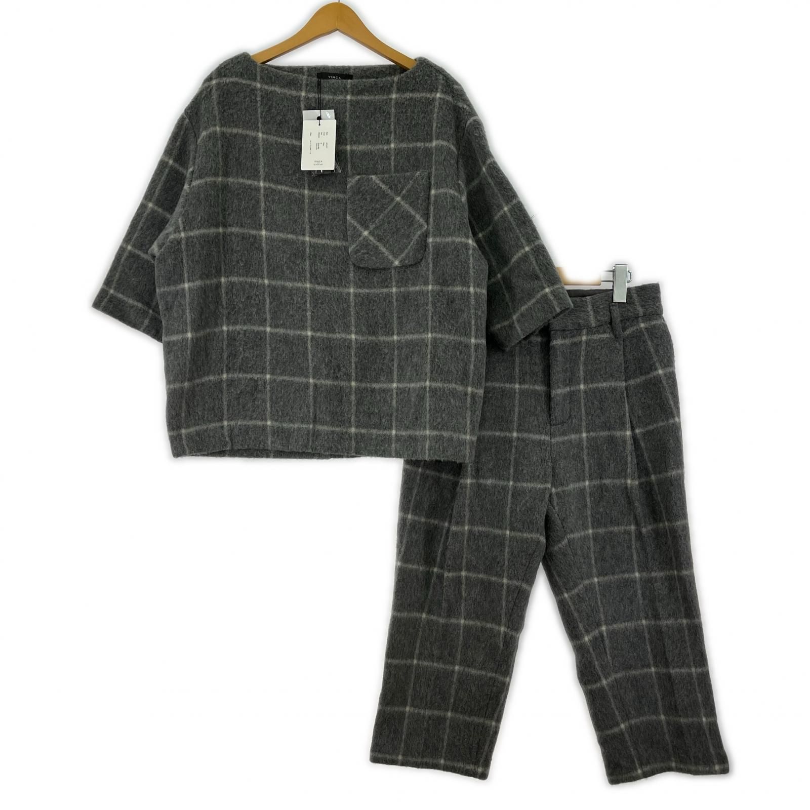 VINCA TOKYOヴィンカトーキョー チェックセットアップ size38 グレー