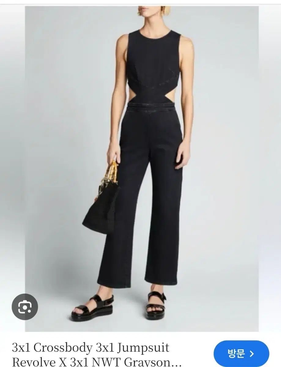 スリーバイワン 3x1 ブラックデニム カットアウト オールインワン S