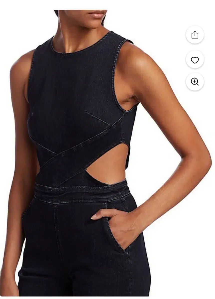 絶対お買い得！ スリーバイワン 3x1 ブラックデニム カットアウト オールインワン S