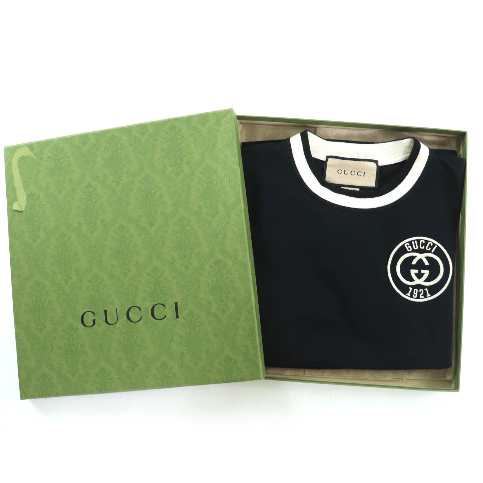 GUCCI グッチ 756596 エンブロイダリー コットンジャージー Tシャツ コットン100% ロゴ刺繍入り 半袖Tシャツ ブラック S イタリア製 レディース