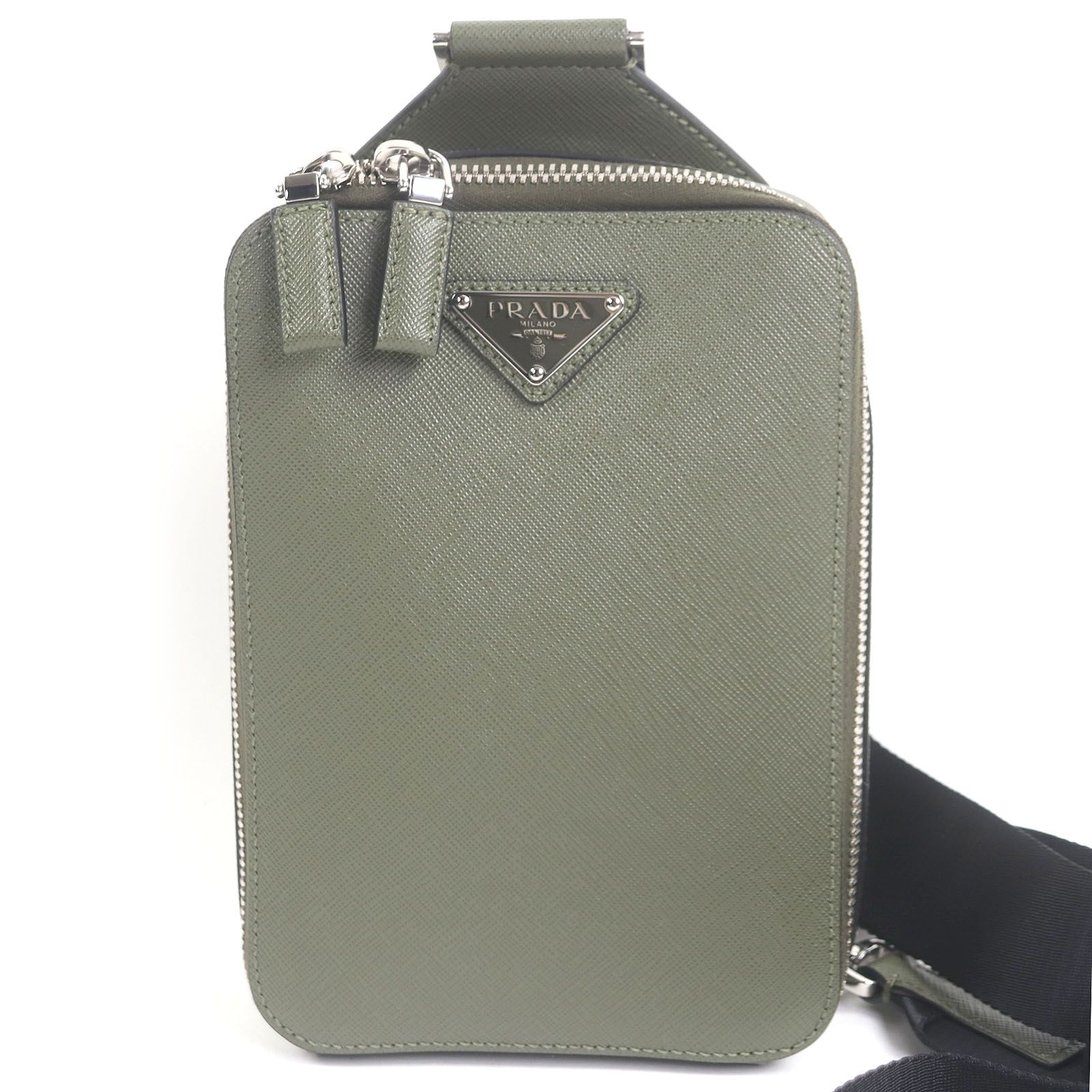 極美品□PRADA プラダ 2VZ106 サフィアーノレザー ブリック