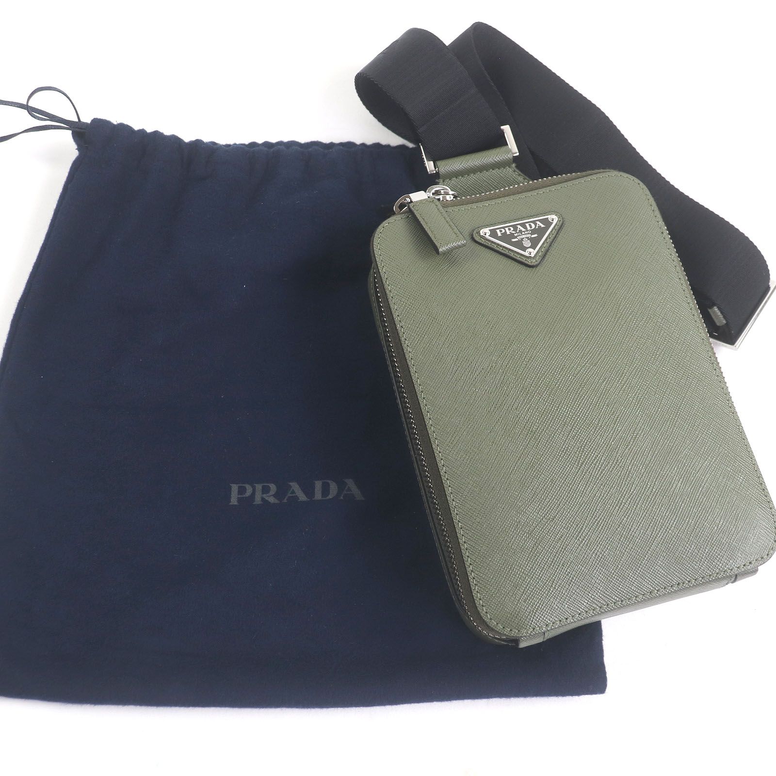 極美品□PRADA プラダ 2VZ106 サフィアーノレザー ブリック