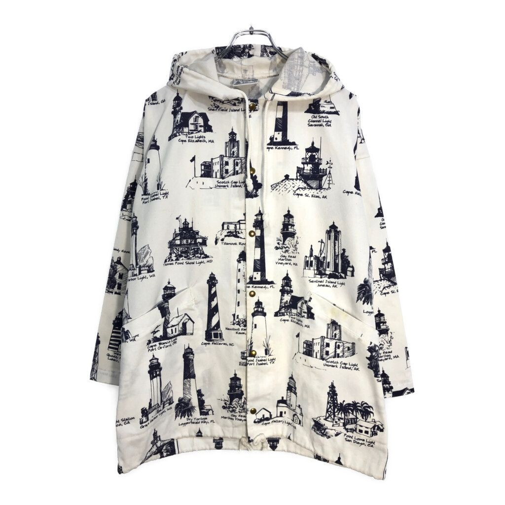 90年代 USA製 MICHIGAN RAG 灯台柄 フーデッドジャケット 総柄