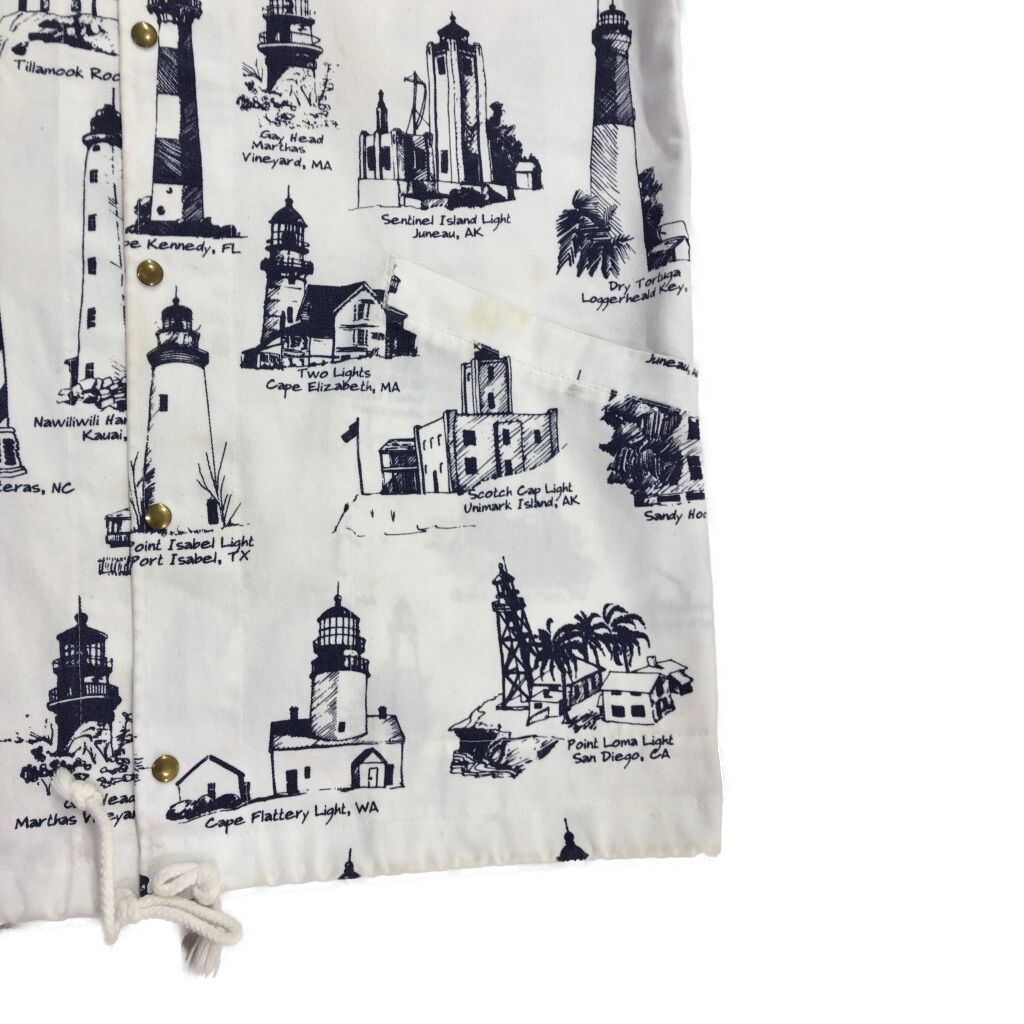 90年代 USA製 MICHIGAN RAG 灯台柄 フーデッドジャケット 総柄