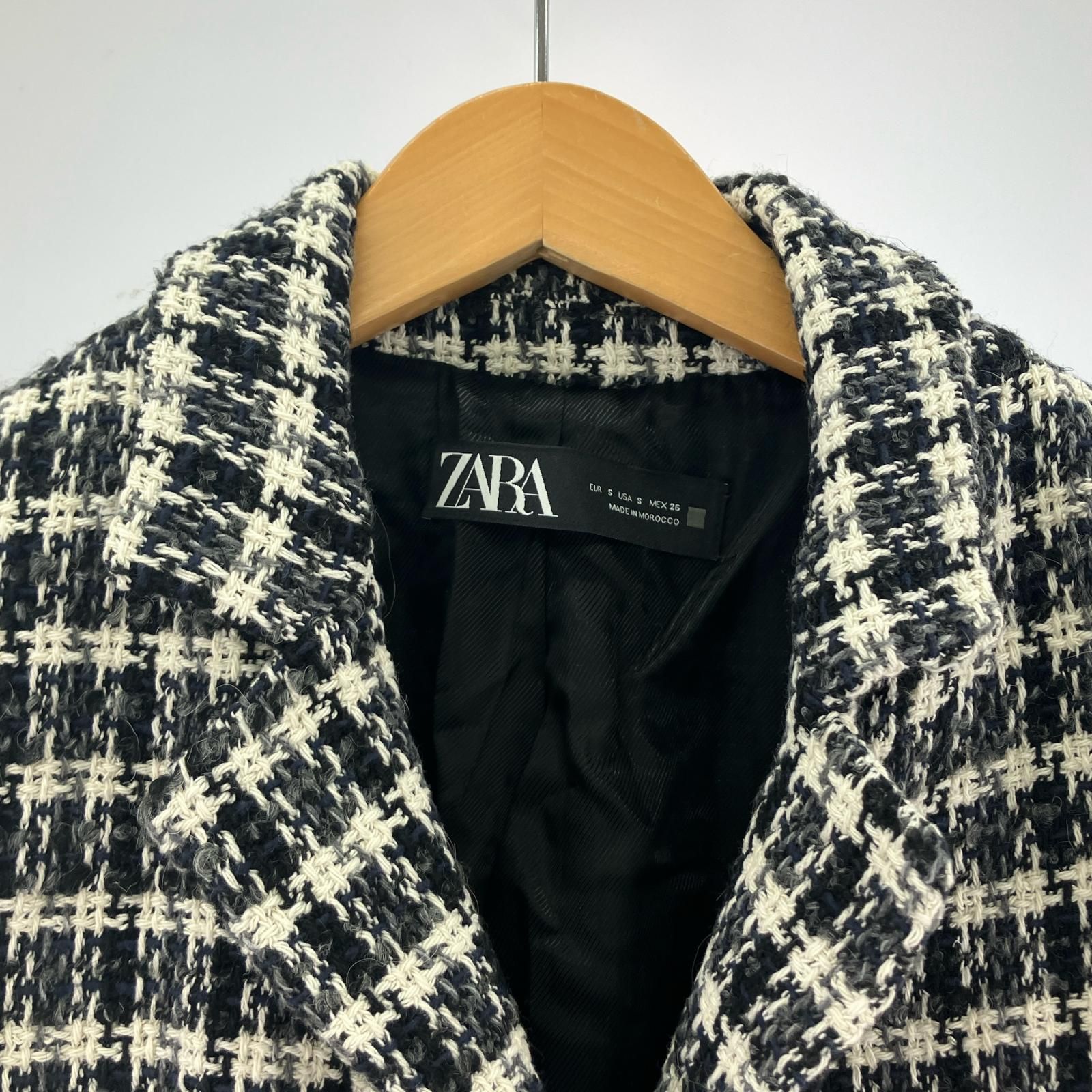 ZARA ザラ ツイードジャケット sizeEUR S/ブラック×ホワイト×ネイビー