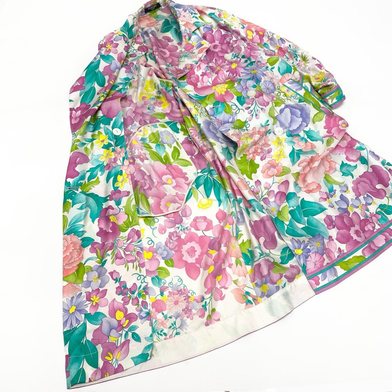 新品 LEONARD FASHION レオナール 花柄 レーヨン ベスト LL 21k14 LEONARD FASHION レオナール ダブルブレスト ロングコート