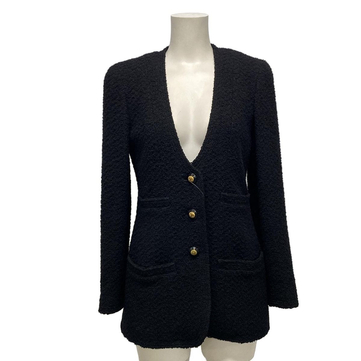 CHANEL シャネル ジャケット サイズ38 M レディース P01981 黒 ノー 肩パッド ウール