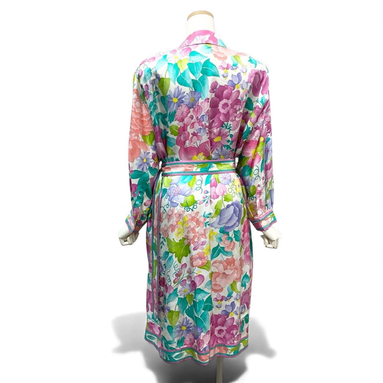 LEONARD*レオナール　コート　スプリング　花柄　大きいサイズ44 21k14 LEONARD FASHION レオナール ダブルブレスト ロングコート