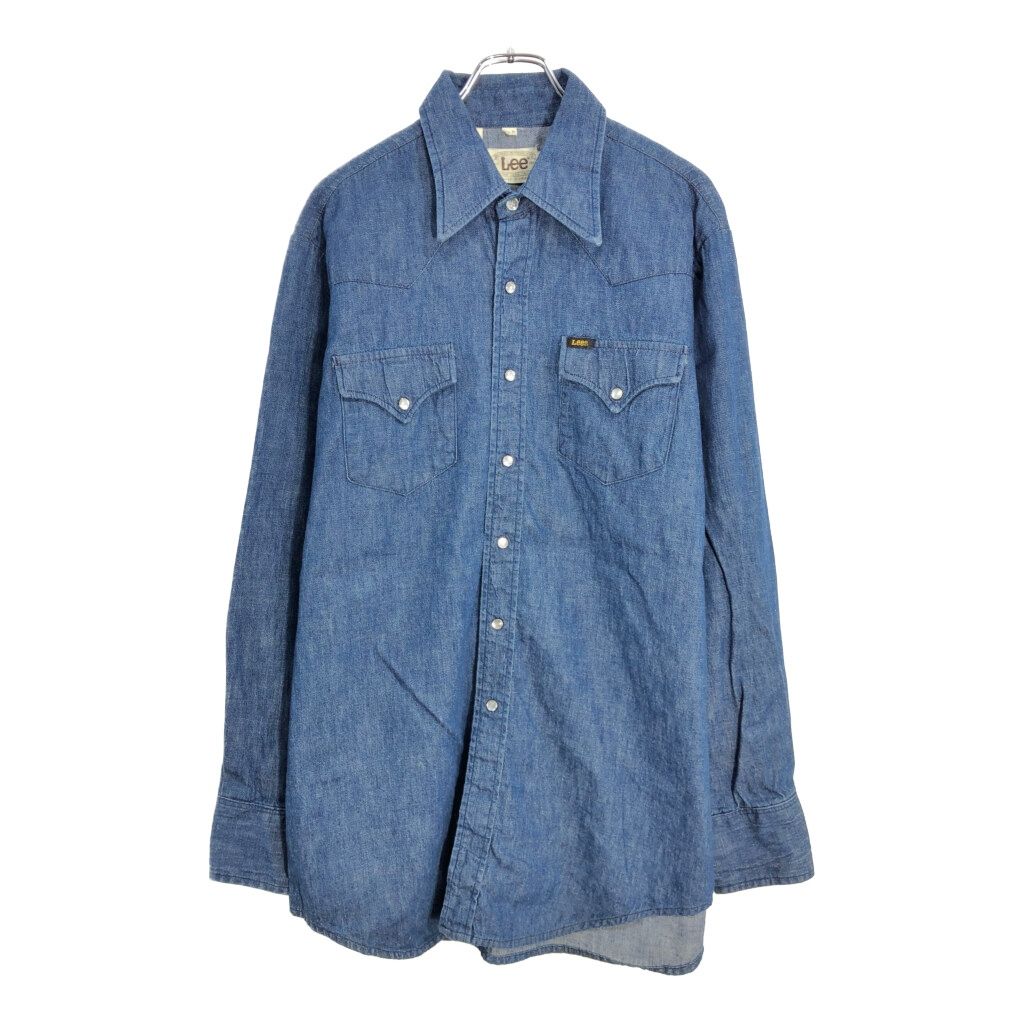 70年代 Lee リー デニムウエスタンシャツ ヴィンテージ ブルー メンズ 16 1 2 古着 V6042