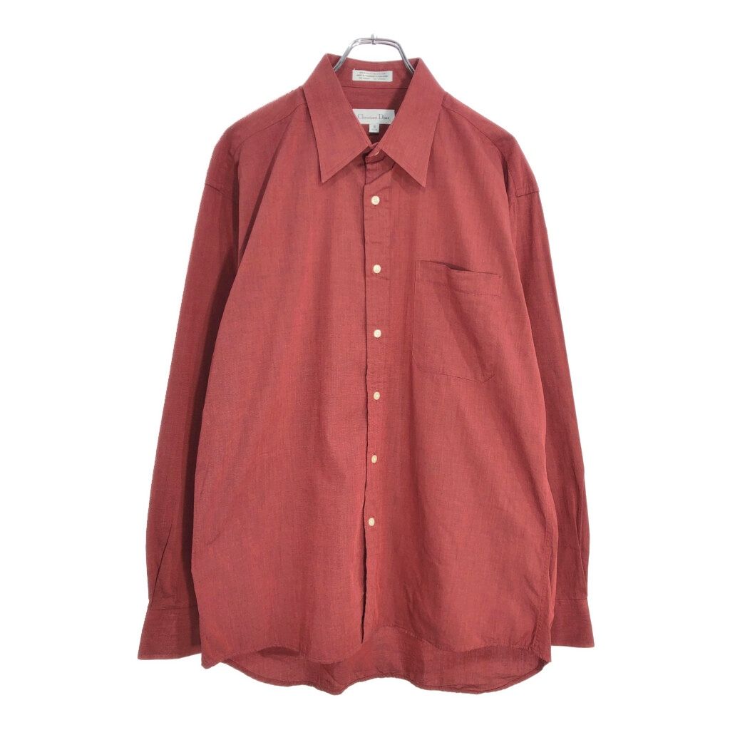 90年代 Christian Dior クリスチャン ディオール 長袖シャツ レッド メンズ 16 古着 V 6043