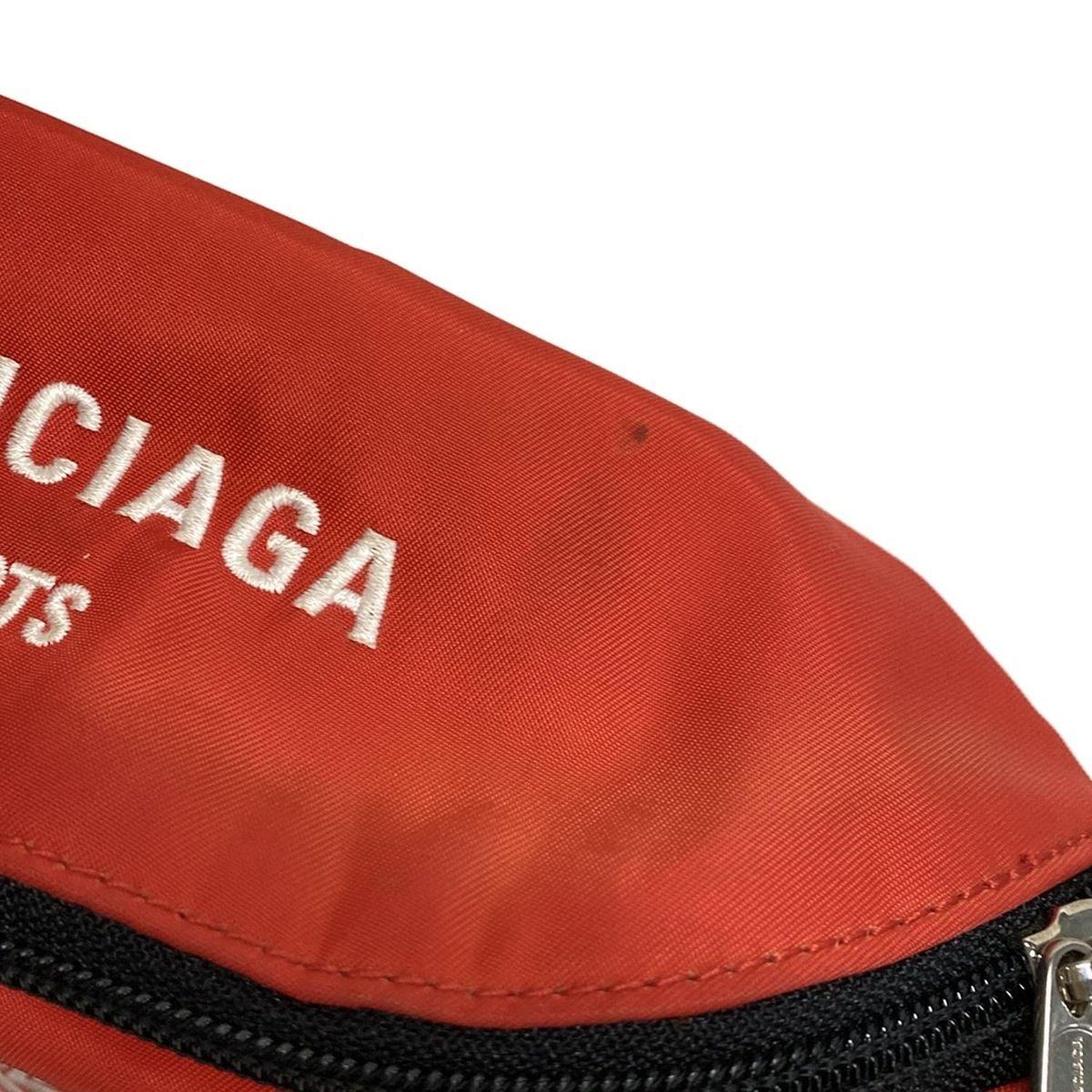  バレンシアガ ウエストポーチ - 539522 レッド×白 刺繍 ボディバッグ ウエストポーチ バッグ