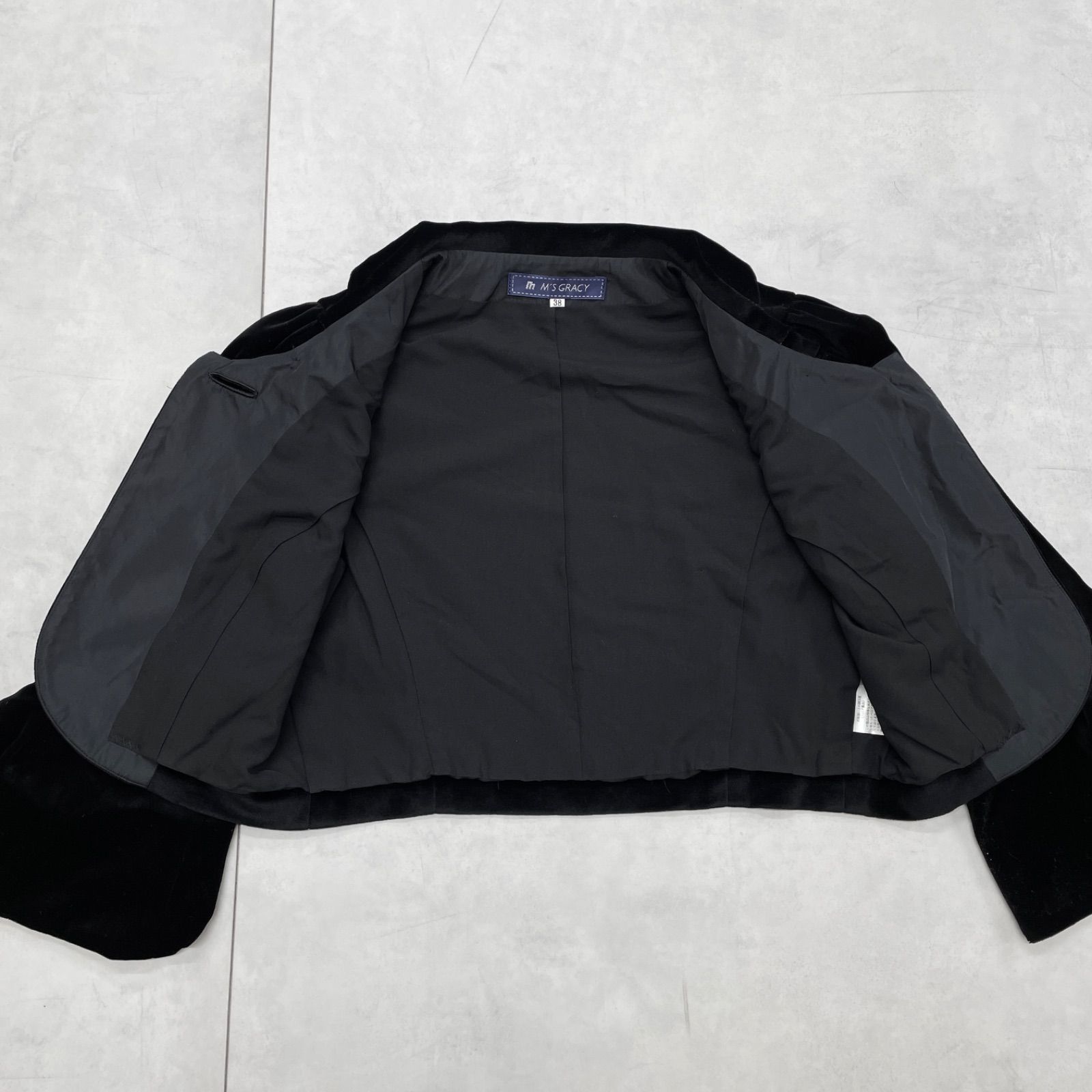 エムズグレイシー ベロア調フード付きジャケット リボン