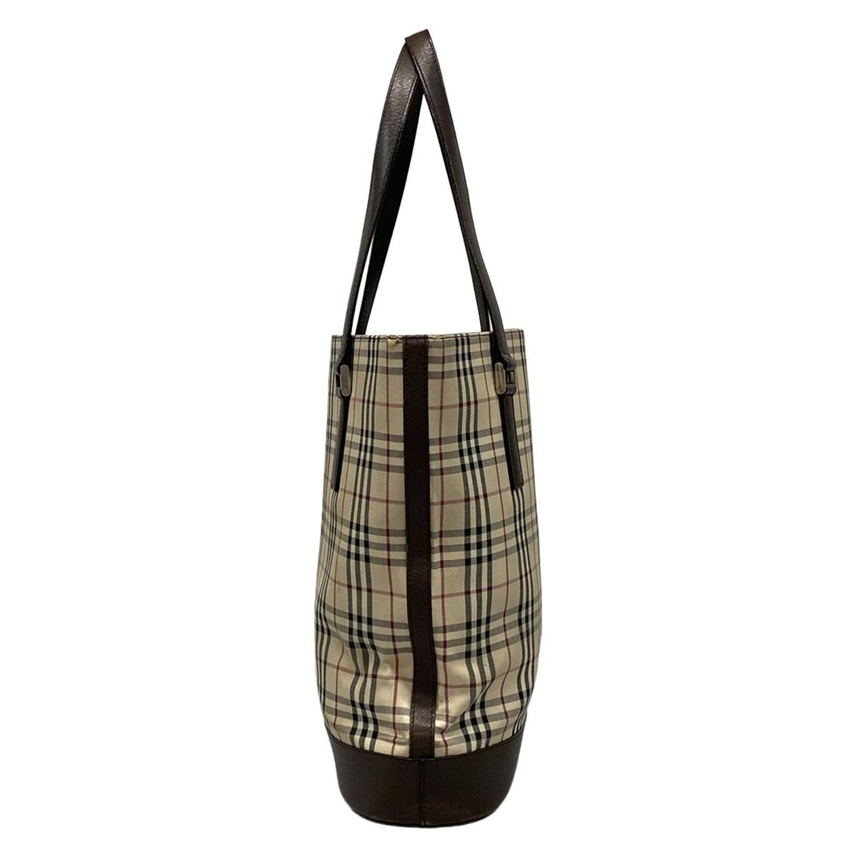 BURBERRY Burberry バーバリー トートバッグ - ベージュ×ダークブラウン×マルチ チェック柄 レザー