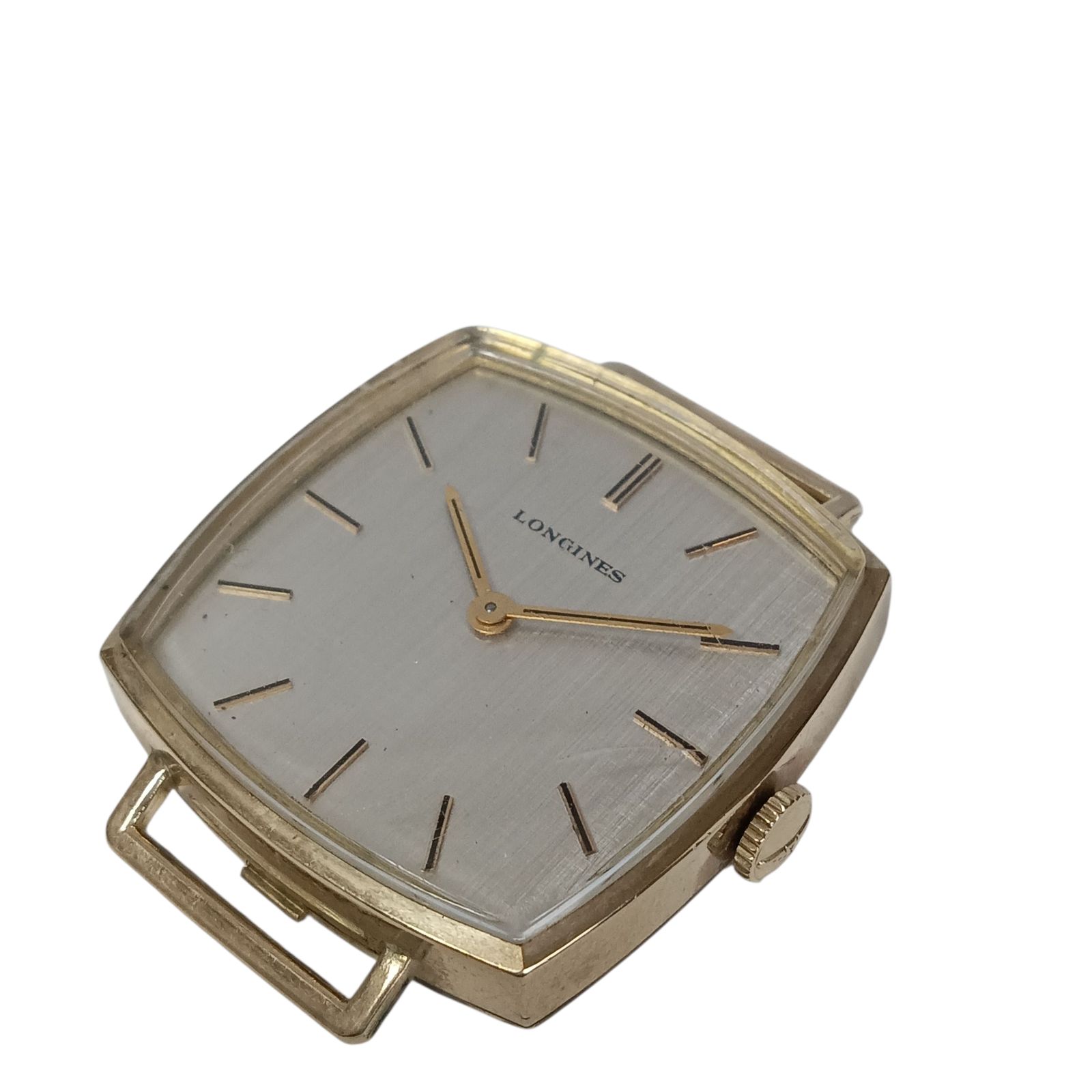 稼働 1114-5 LONGINES ロンジン 10K GOLD FILLED メンズ腕時計 手巻き フェイスのみ スクエア ゴールド文字盤