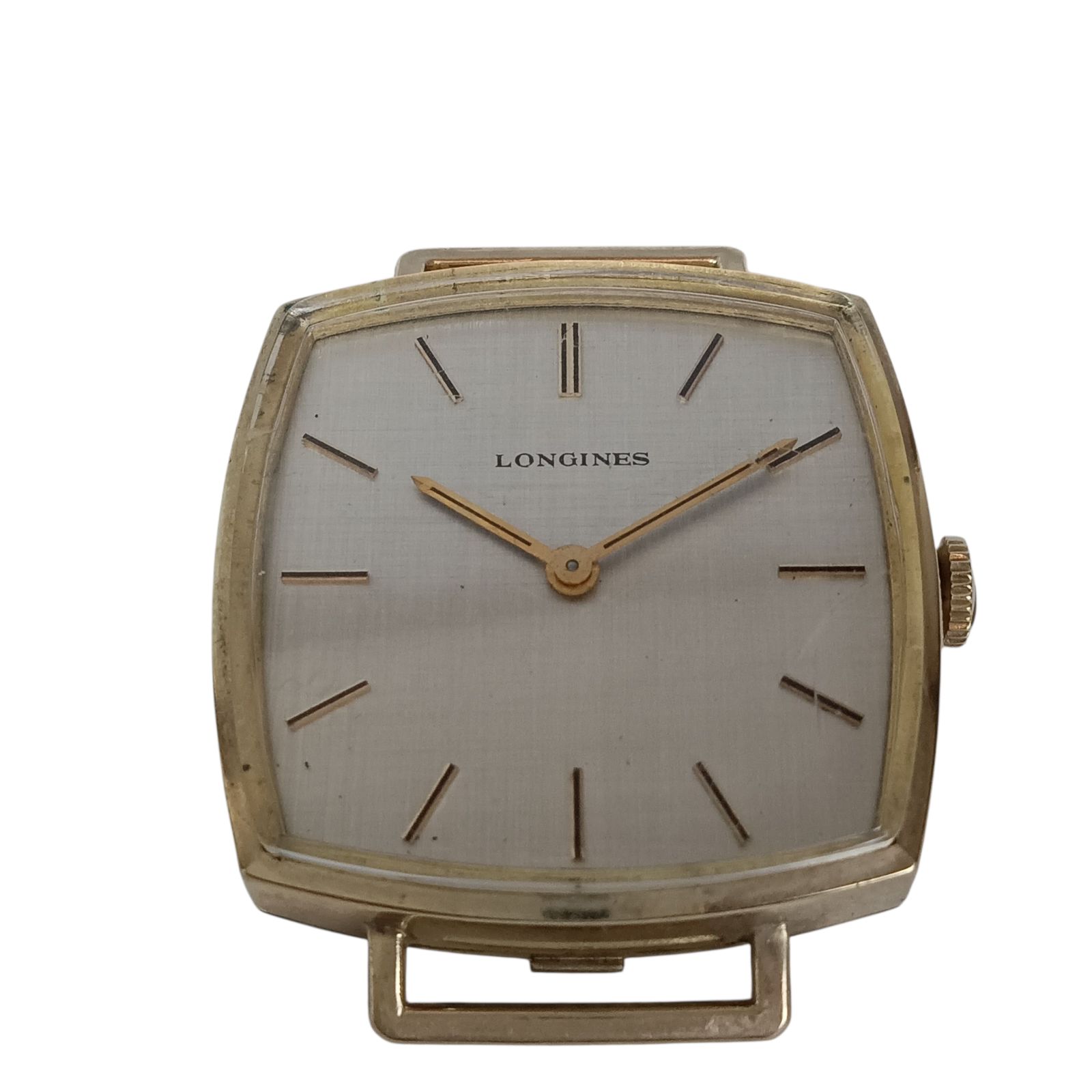 稼働 1114-5 LONGINES ロンジン 10K GOLD FILLED メンズ腕時計 手巻き フェイスのみ スクエア ゴールド文字盤