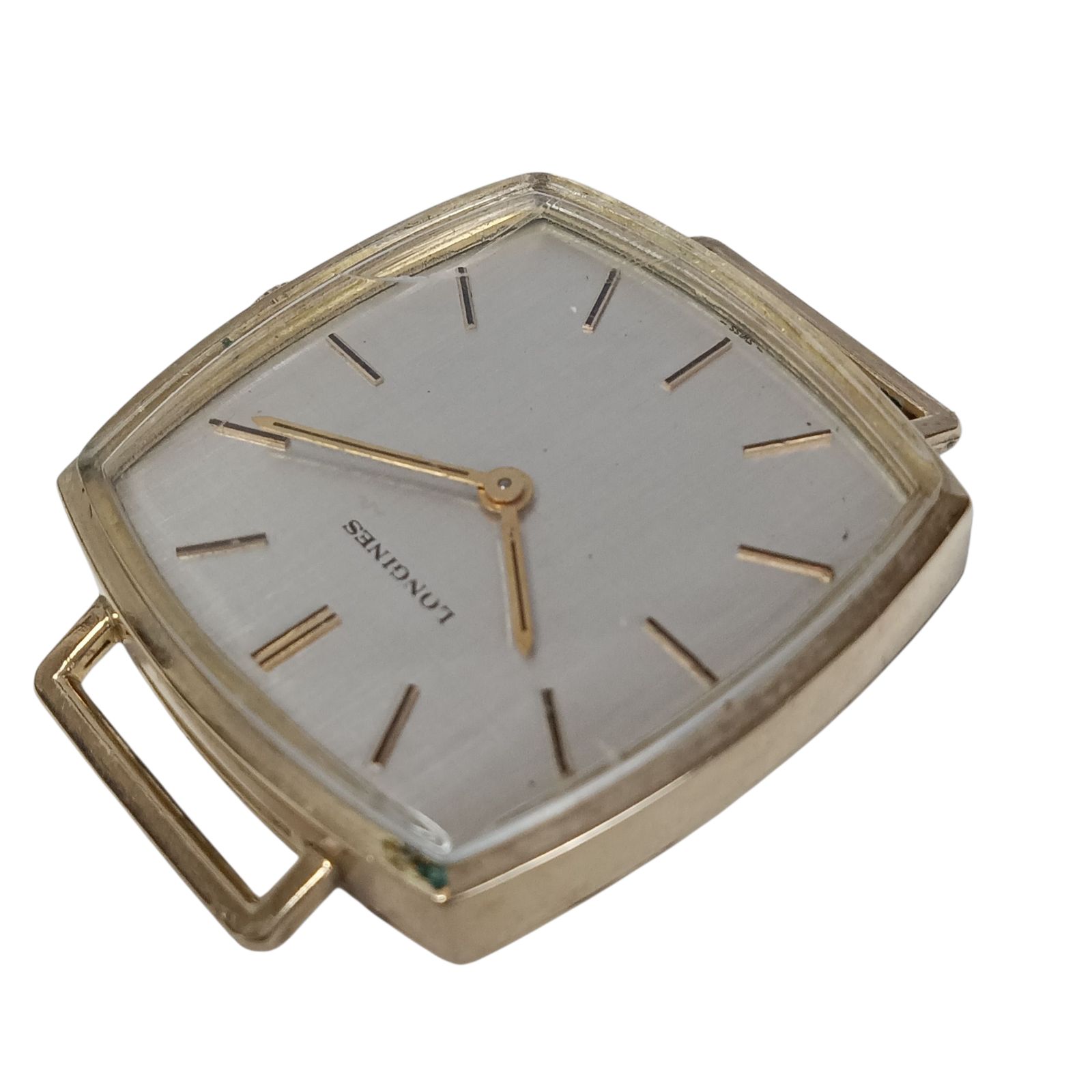  稼働 1114 5 ロンジン 10 K GOLD FILLED メンズ腕時計 手巻き フェイスのみ スクエア ゴールド文字盤 手巻き時計 腕時計(アナログ)