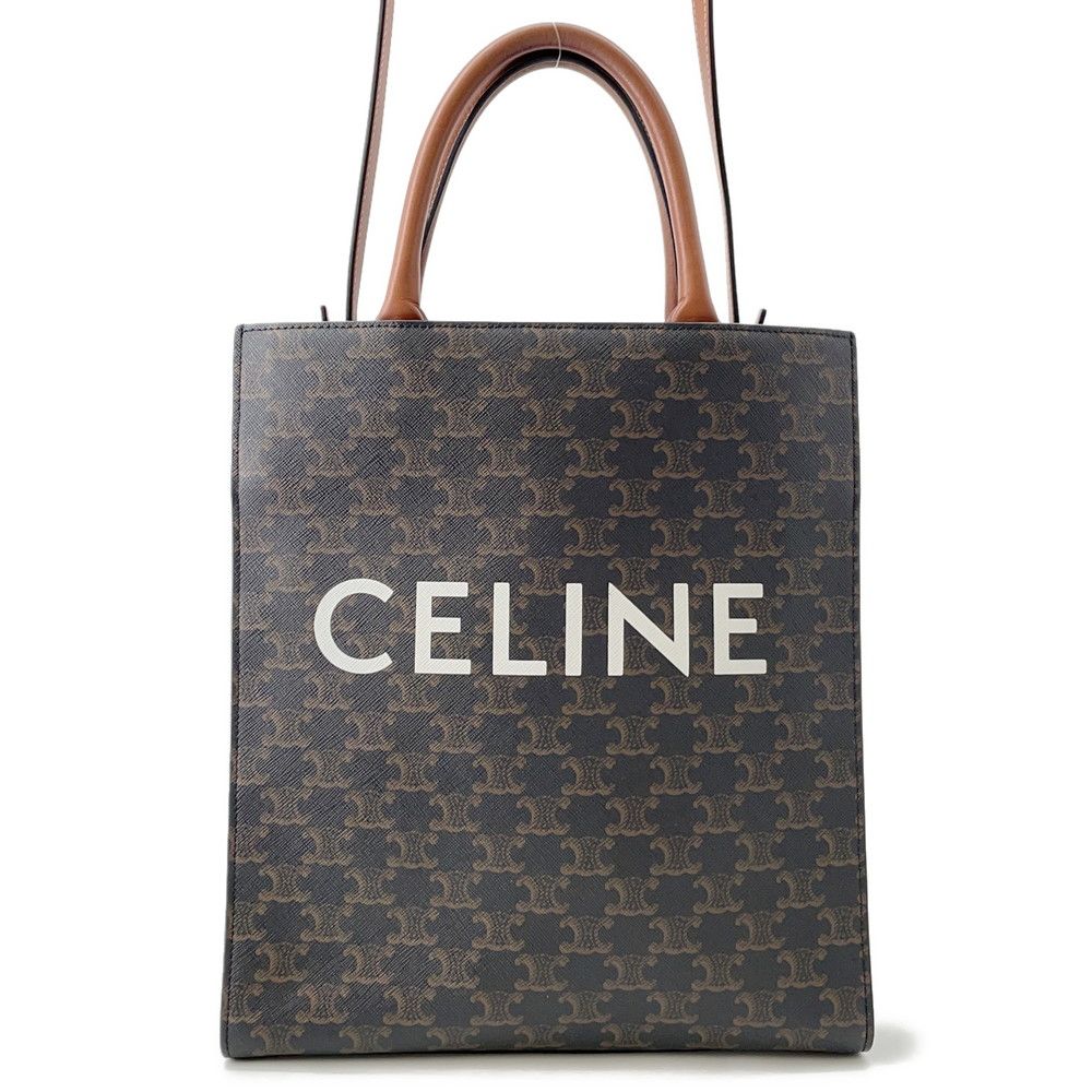 セリーヌ トートバッグ トリオンフ バーティカル カバ スモール 191542 CELINE 2 way ブラウン