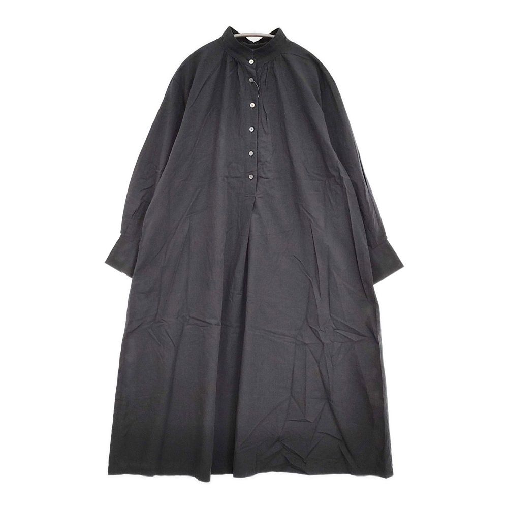 gungendo 里山パレット 24501502 コットン シャツワンピ ギャザー ワンピース ブラック レディース 群言堂 5-1031M