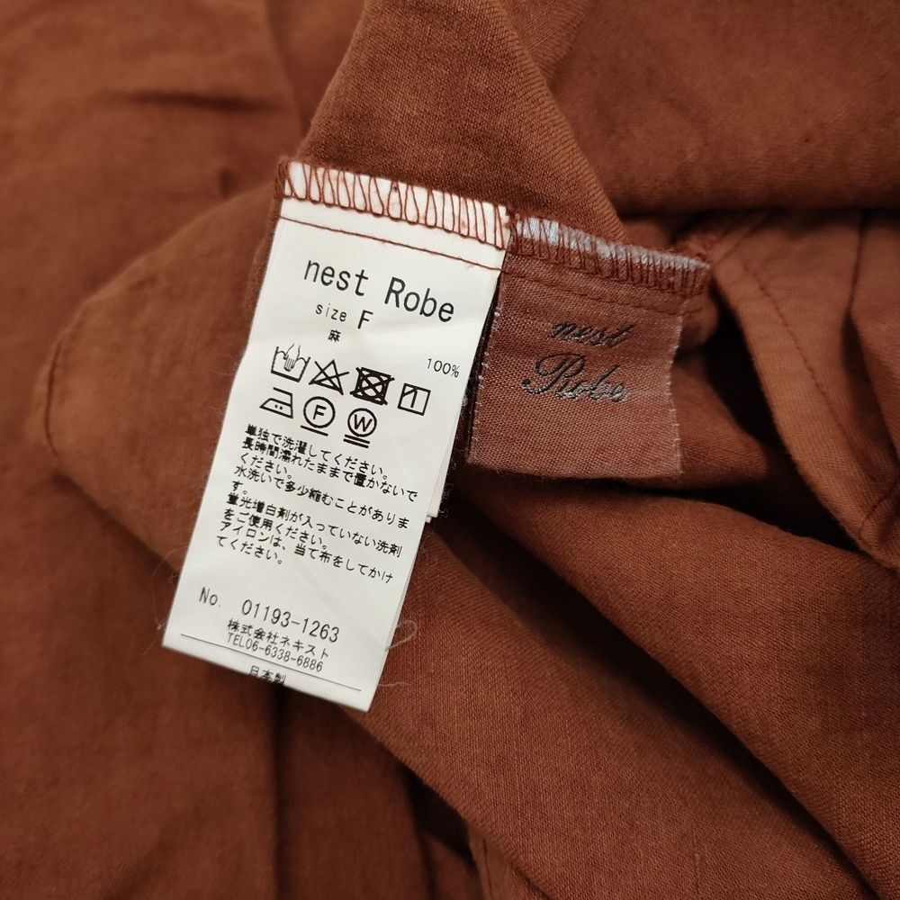  nest Robe 起毛リネンワークチュニック 定価36000円 ワンピース チュニック 19 AW ブラウン レディース ネストローブ 5-1031 M 長袖 チュニック