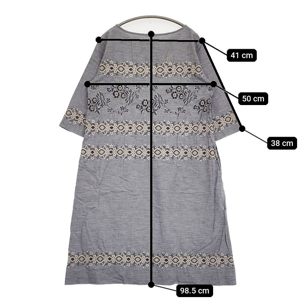 45R/45rpm ハケ目ガーゼツイード刺繍ワンピース ドレス 定価68200円