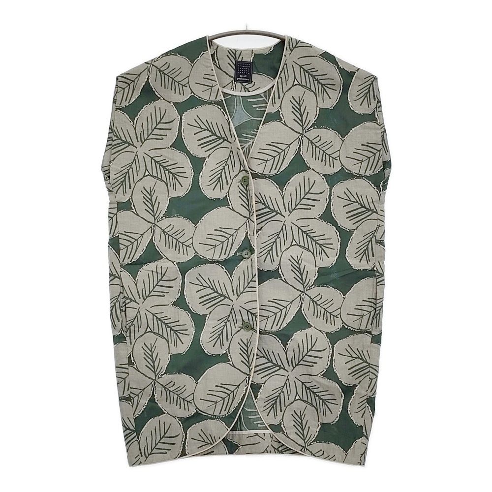 mina perhonen ts6439 good luck サイズ38 ジレ ロング ベスト グリーン ホワイト レディース ミナペルホネン 5-1031M