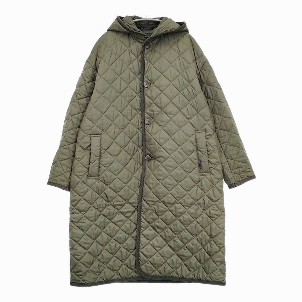 LAVENHAM フード付き キルティング ロングコート サイズ38 コート カーキ レディース ラベンハム 5-1031T