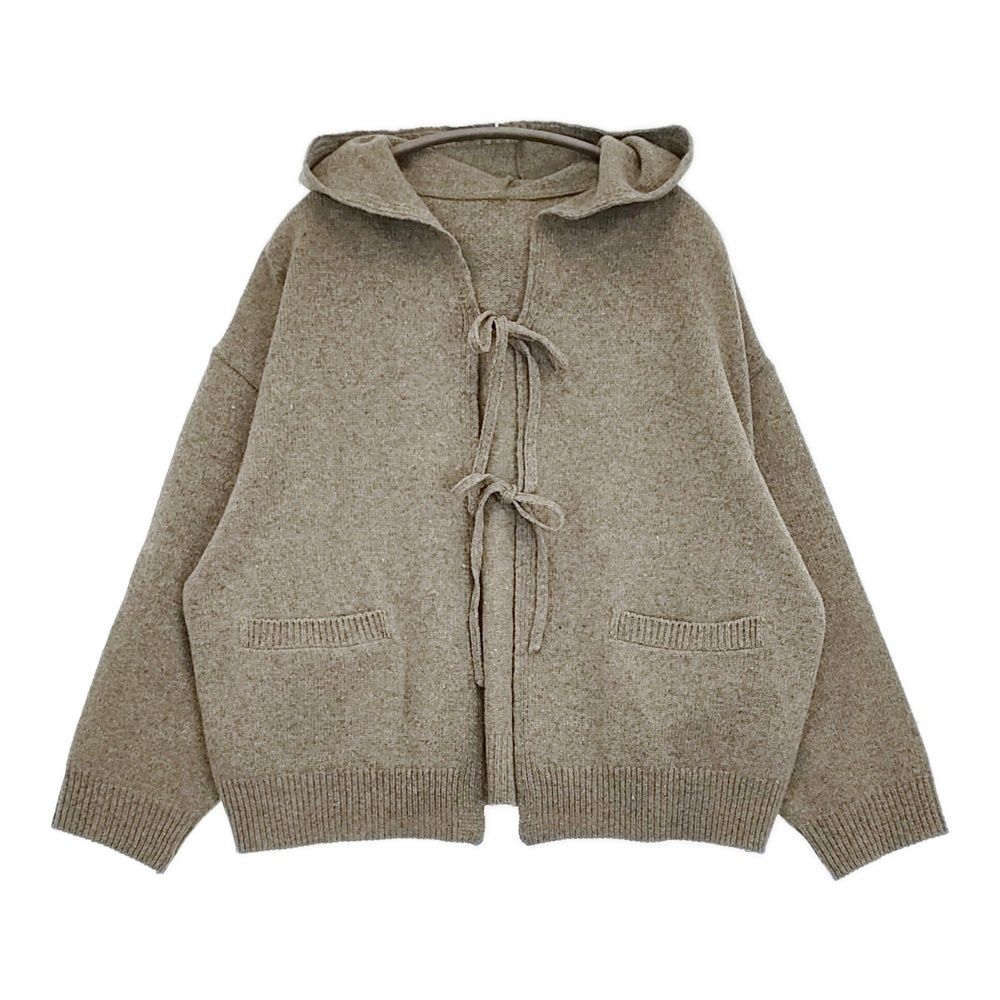 nest Robe パウダーWフードリボンカーディガン 定価35200円 ウールニット カーディガン 24AW グレー レディース ネストローブ 5-1031T