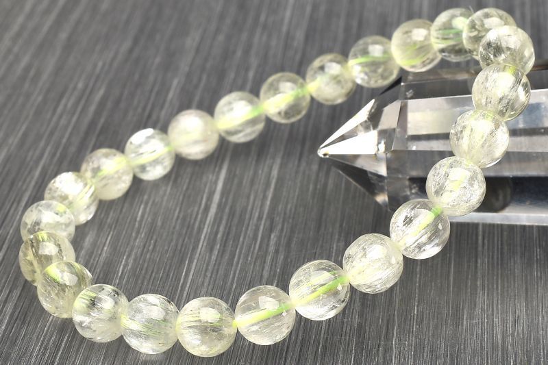 品質　ヒデナイトブレスレット 透明感＆キャッツアイ効果　クンツァイト　2-6 品質 ヒデナイトブレスレット 透明感＆キャッツアイ効果 クンツァイト 2-6